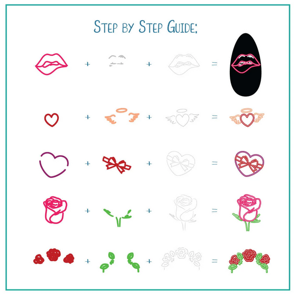 Neon Love (CjSV-56) Etched Nail Art Stamping Plate - Medium Clear Jelly Stamping Plate