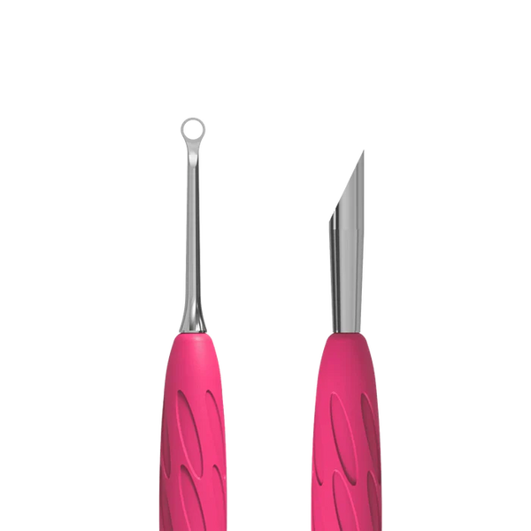 Staleks Pro UNIQ 11 TYPE 2 Gummy Manicure Slanted Pusher with Silicone Handle Slanted Pusher + Ring Curette PQ-11/2