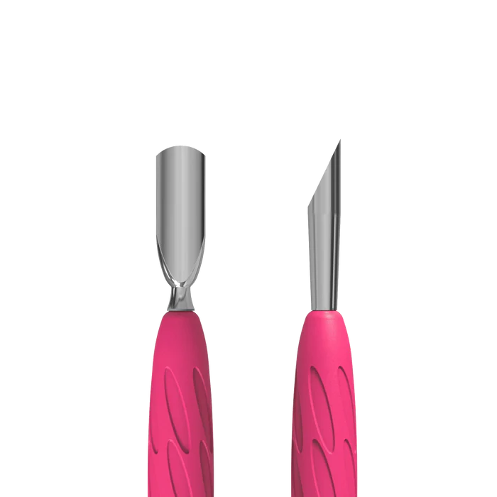 Staleks Pro UNIQ 10 TYPE 2 Gummy Manicure Pusher with Silicone Handle Narrow Rounded Pusher + Slanted Pusher PQ-10/2