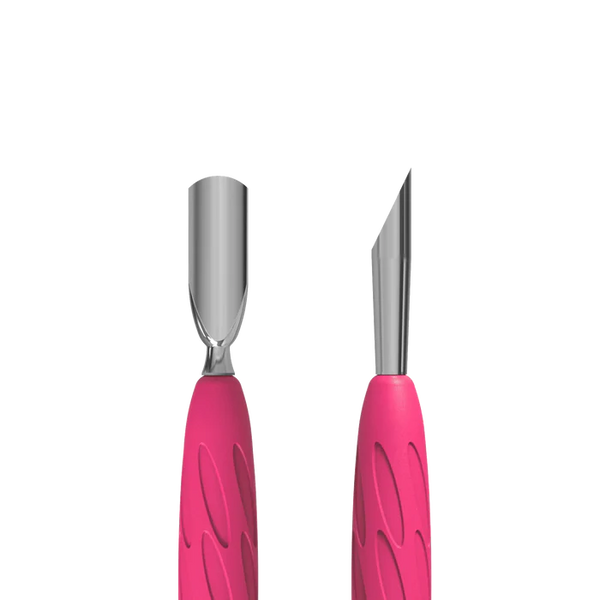 Staleks Pro UNIQ 10 TYPE 2 Gummy Manicure Pusher with Silicone Handle Narrow Rounded Pusher + Slanted Pusher PQ-10/2