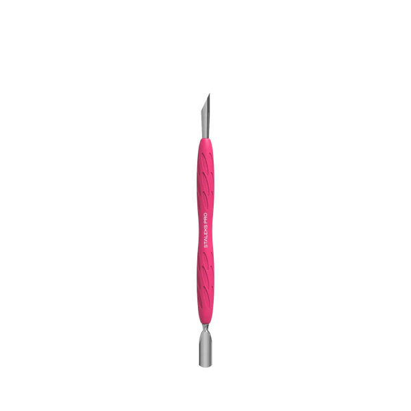 Staleks Pro UNIQ 10 TYPE 2 Gummy Manicure Pusher with Silicone Handle Narrow Rounded Pusher + Slanted Pusher PQ-10/2