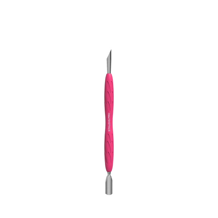 Staleks Pro UNIQ 10 TYPE 2 Gummy Manicure Pusher with Silicone Handle Narrow Rounded Pusher + Slanted Pusher PQ-10/2 Main image