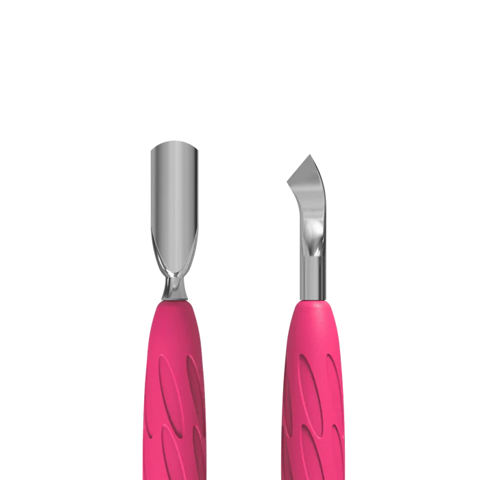 Staleks Pro UNIQ 10 TYPE 4.2 Gummy Manicure Pusher with Silicone Handle Narrow Rounded Pusher + Bent Blade PQ-10/4.2