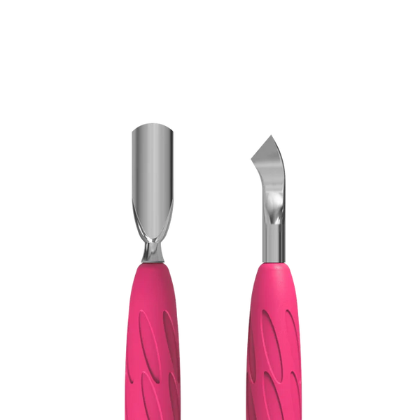 Staleks Pro UNIQ 10 TYPE 4.2 Gummy Manicure Pusher with Silicone Handle Narrow Rounded Pusher + Bent Blade PQ-10/4.2