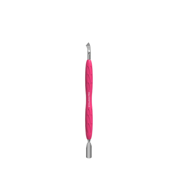 Staleks Pro UNIQ 10 TYPE 4.2 Gummy Manicure Pusher with Silicone Handle Narrow Rounded Pusher + Bent Blade PQ-10/4.2