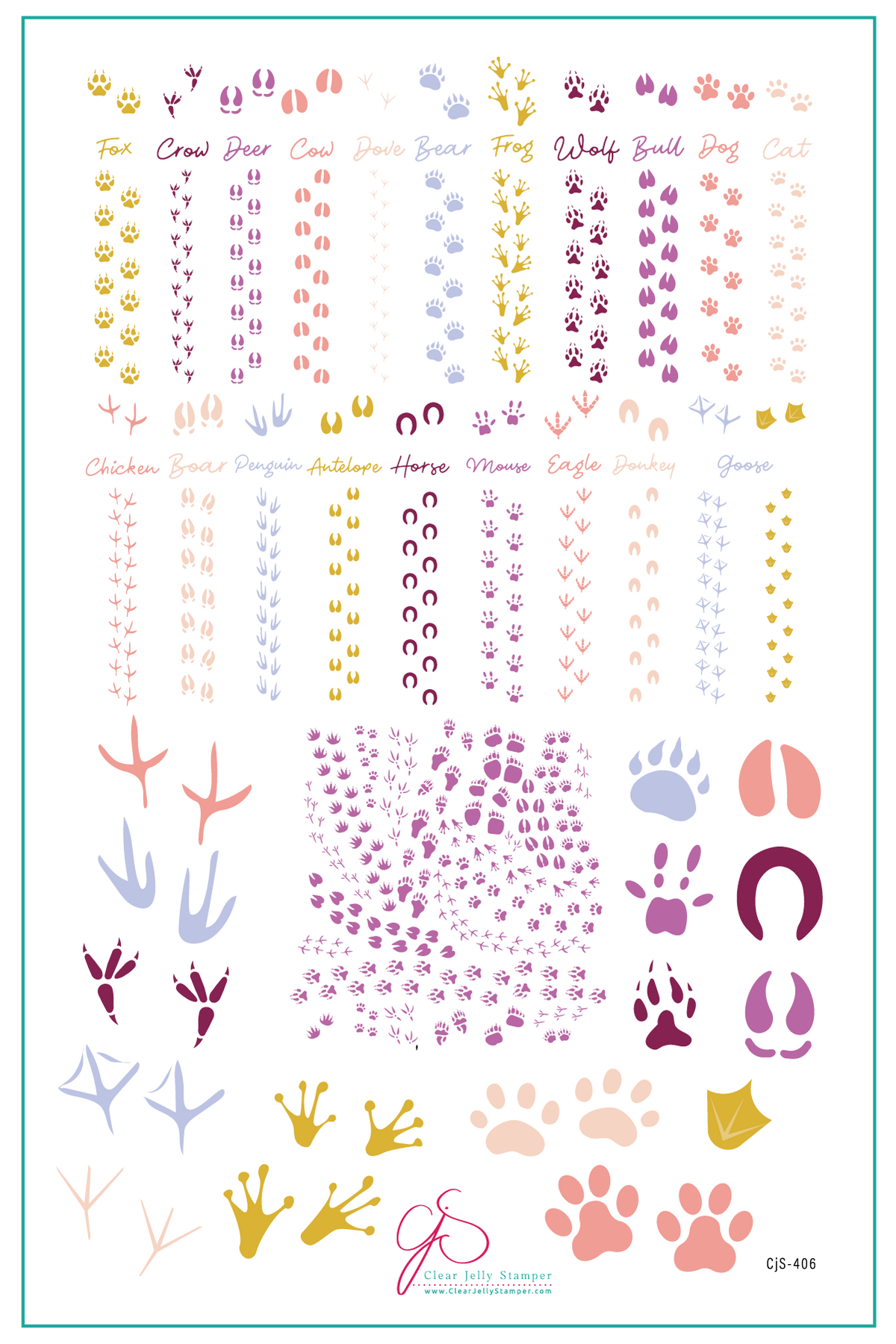 Paw-Sibilities (CjS-406)  - Etched Nail Art Stamping Plate - Clear Jelly Stamping Plate Main image