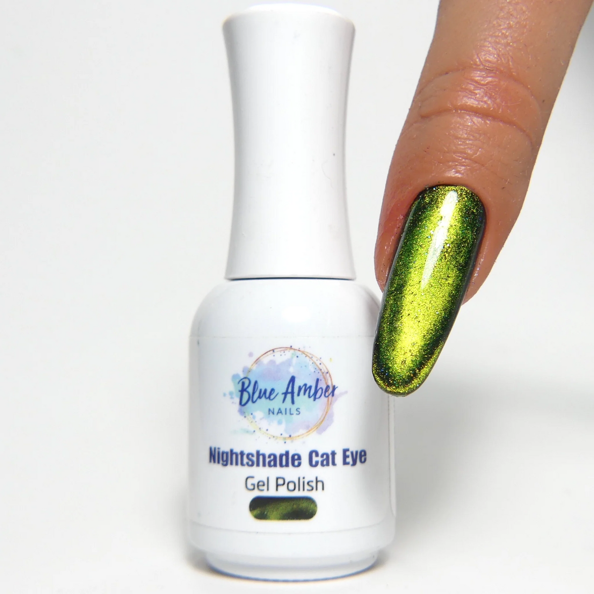 Nightshade Forest Green Cats Eye Gel Polish - Blue Amber Nails 15ml Each Main image