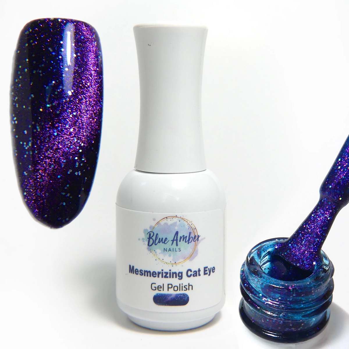 Mesmerizing Violet/Blue Cats Eye Gel Polish - Blue Amber Nails 15ml Each Main image