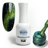 Mesmerizing Green Cats Eye Gel Polish - Blue Amber Nails 15ml Each