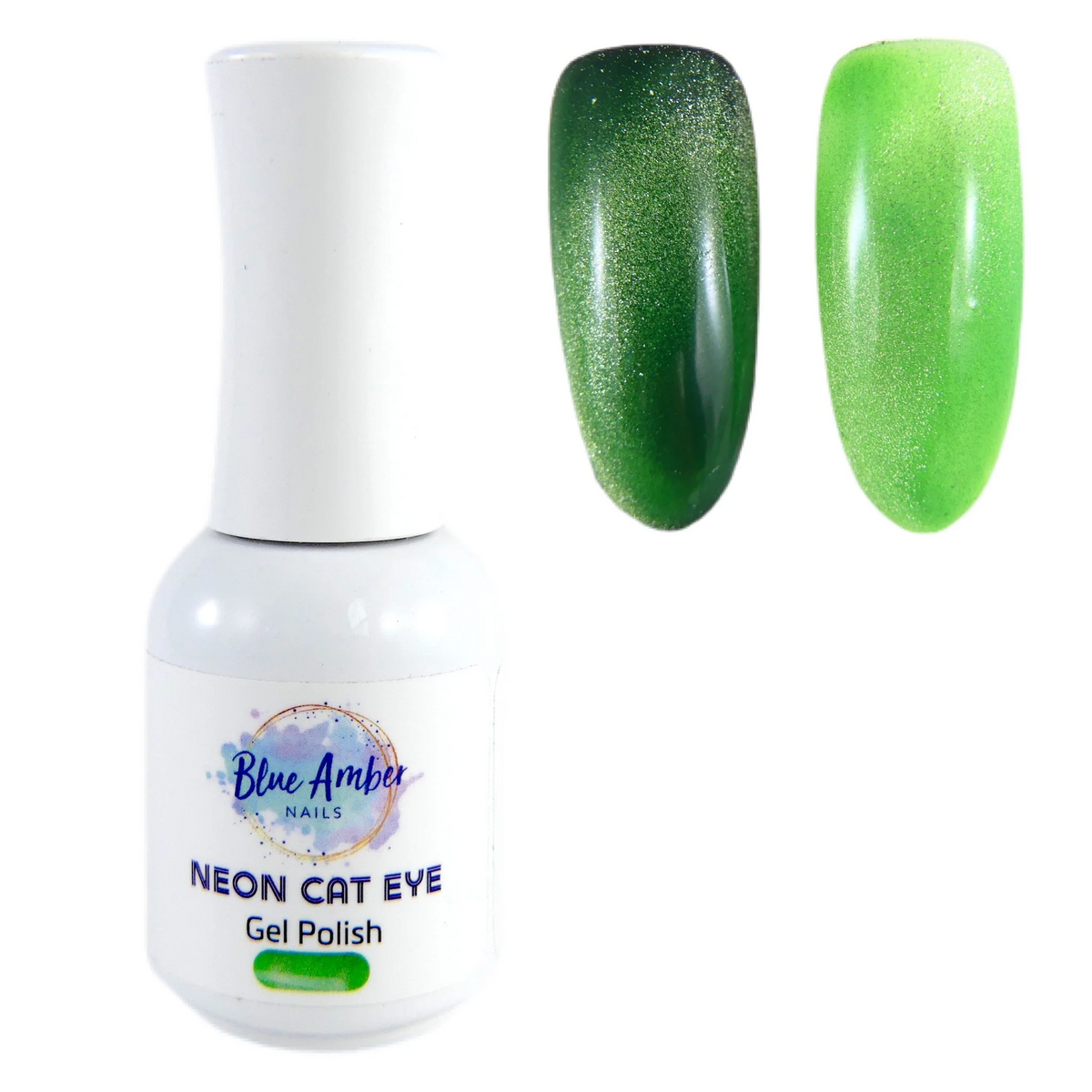 Neon Green Cats Eye Gel Polish - Blue Amber Nails 15ml Each Main image