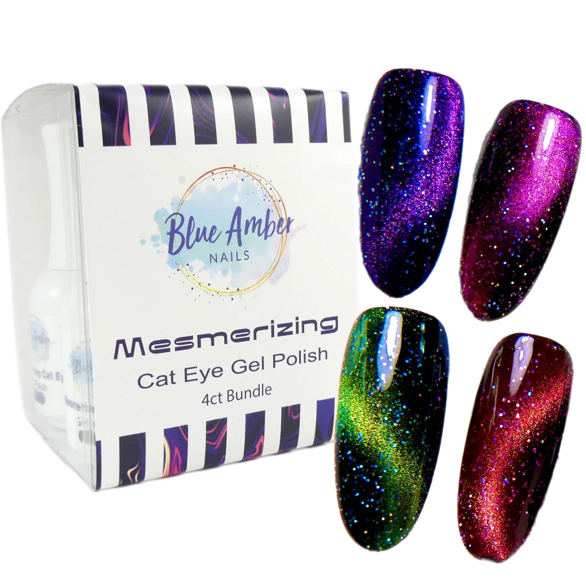 Mesmerizing Cats Eye Bundle  - Blue Amber Gel Polish 15ml Each Main image