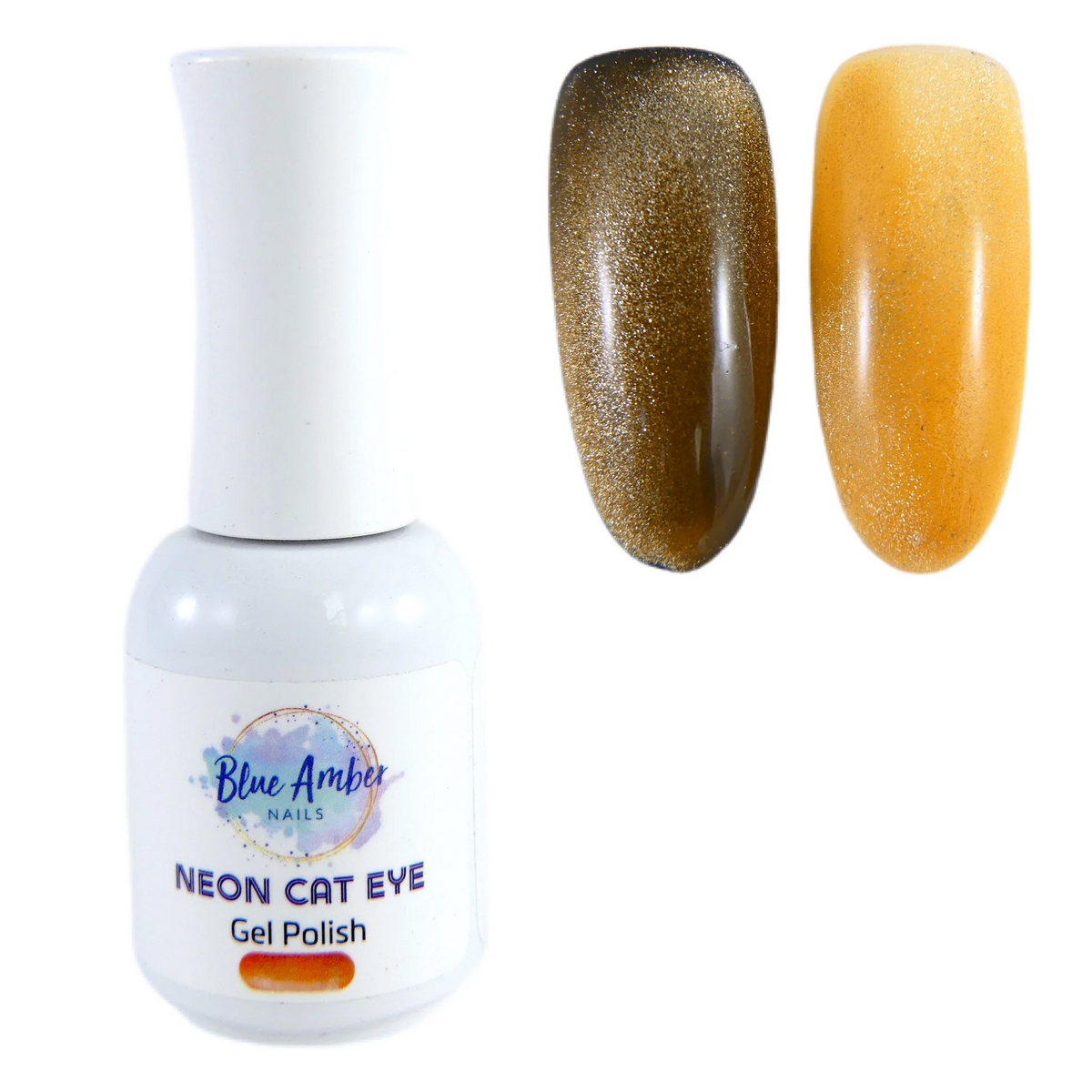 Neon Orange Cats Eye Gel Polish - Blue Amber Nails 15ml Each Main image