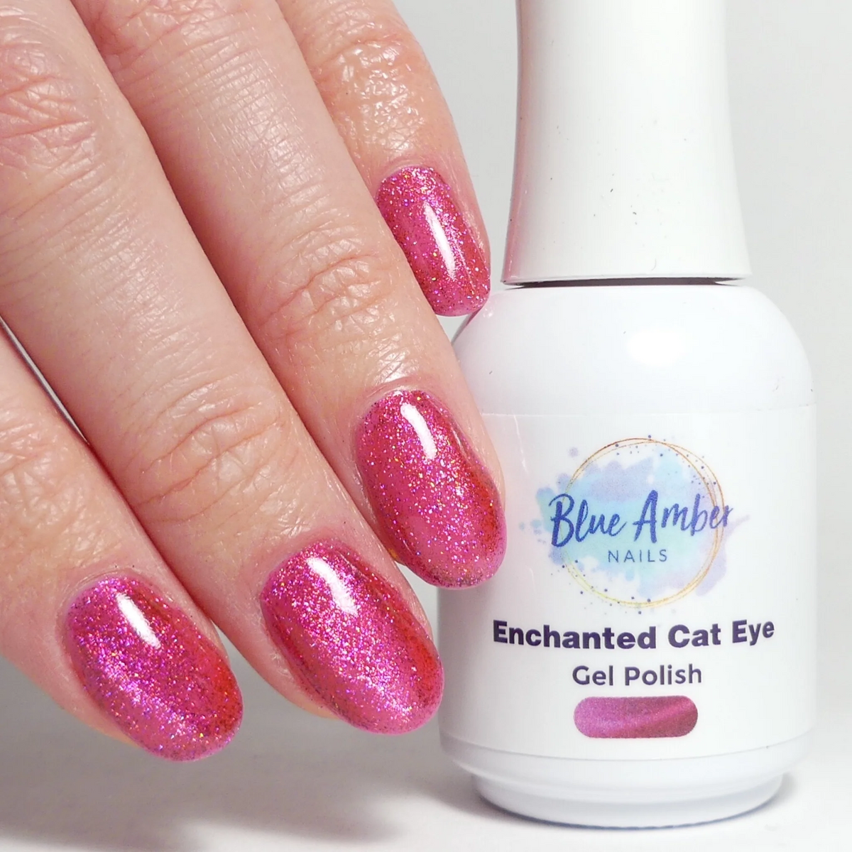 Enchanted Pink Cats Eye Gel Polish - Blue Amber Nails 15ml Each Main image
