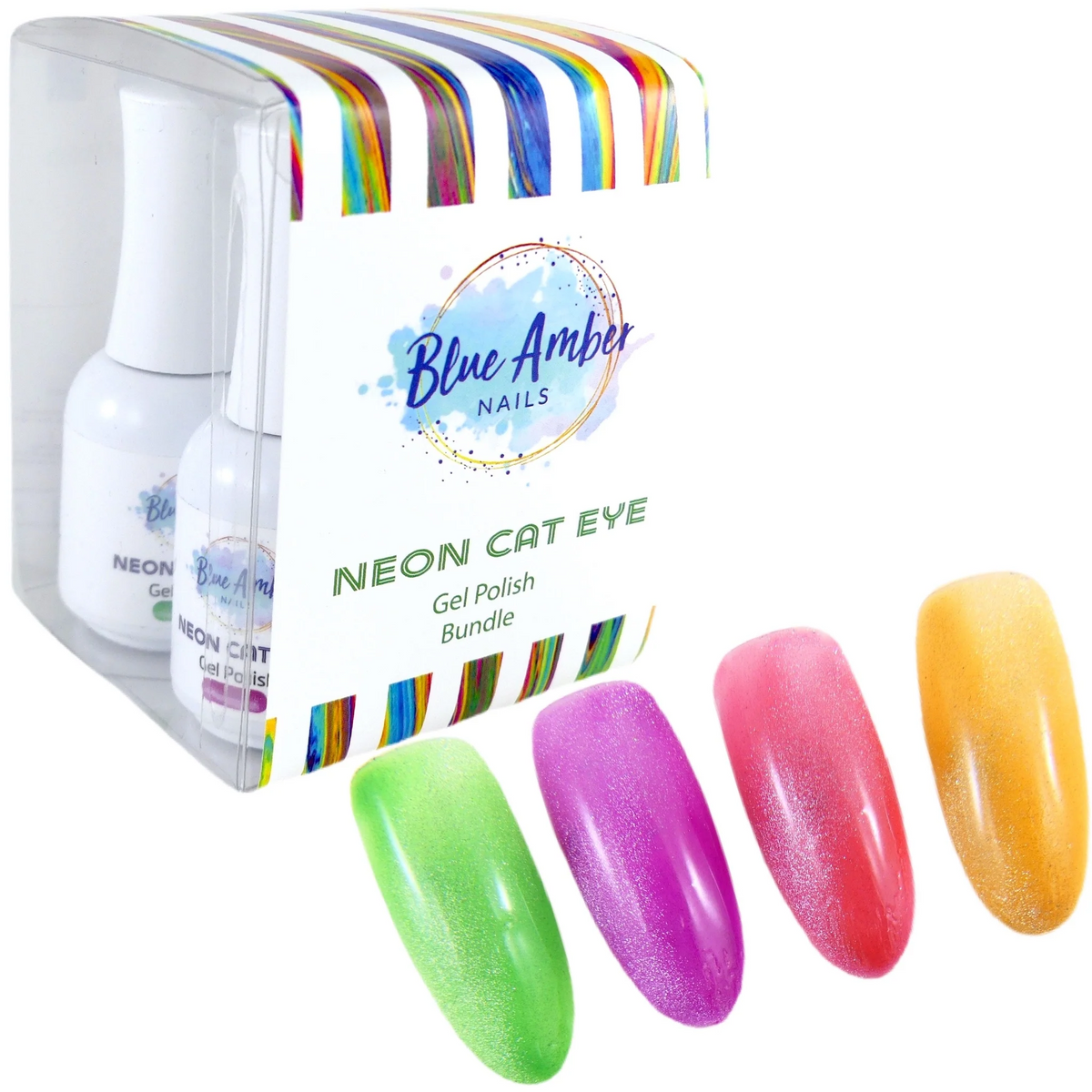 Neon Cats Eye Bundle  - Blue Amber Gel Polish 15ml Each Main image
