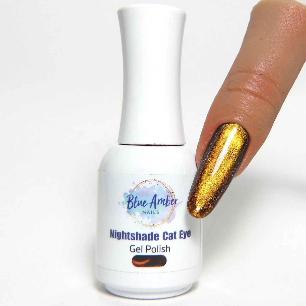 Nightshade Golden Bronze Cats Eye Gel Polish - Blue Amber Nails 15ml Each Main image