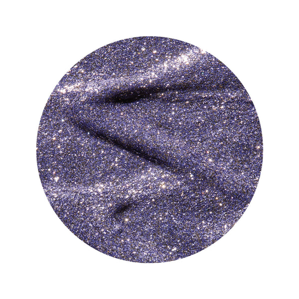 en Vogue into-the-mystic periwinkle glitter gel polish with micro-gold leaf microglitter for professional nails and extensions swatch