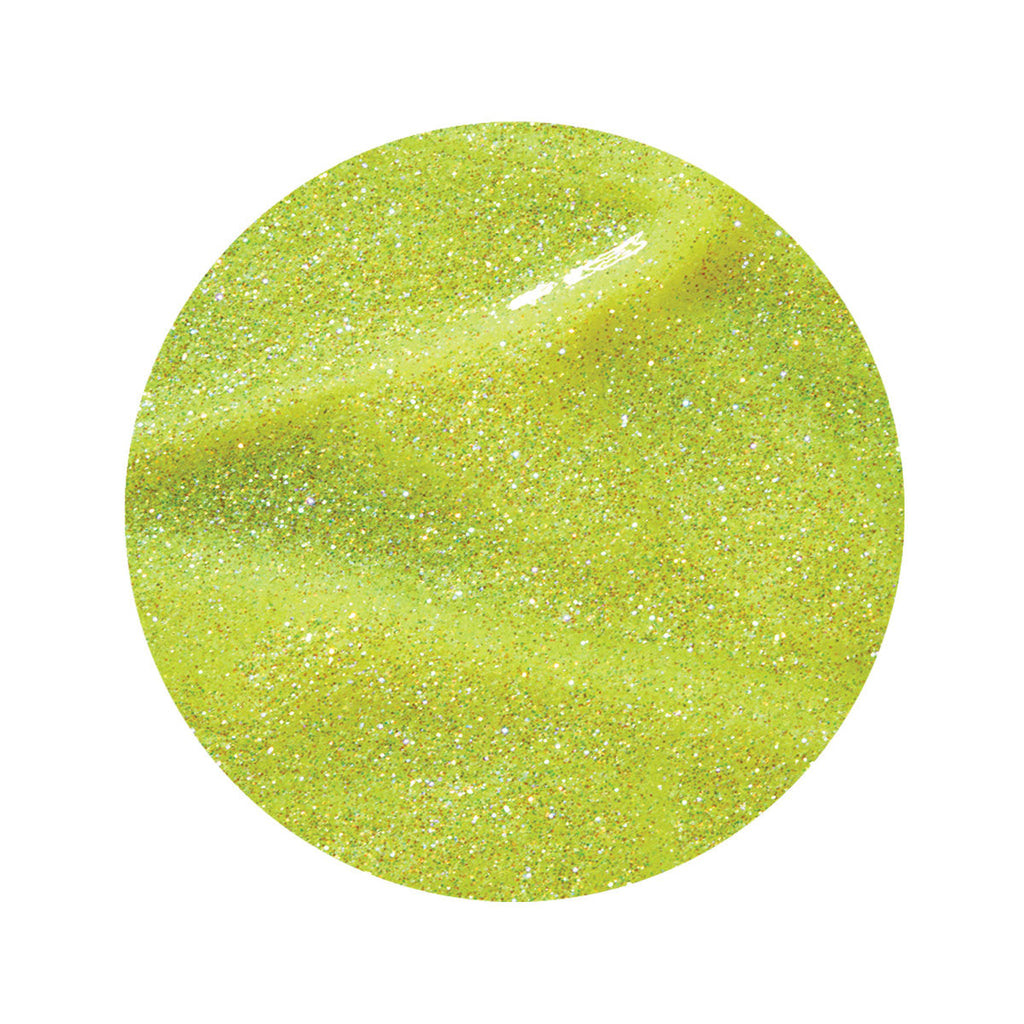 en Vogue lemon-drop yellow jelly base with iridescent micro-glitter gel polish for professional nails and extensions swatch