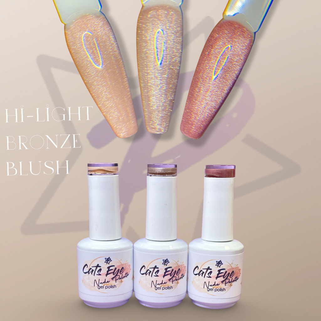 Nude Collection - Cats Eye Gel Polish : Bronze, Blush & Hi-Light Main image