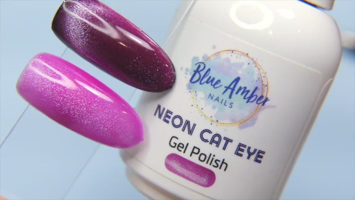 Neon Pink Cats Eye Gel Polish - Blue Amber Nails 15ml Each