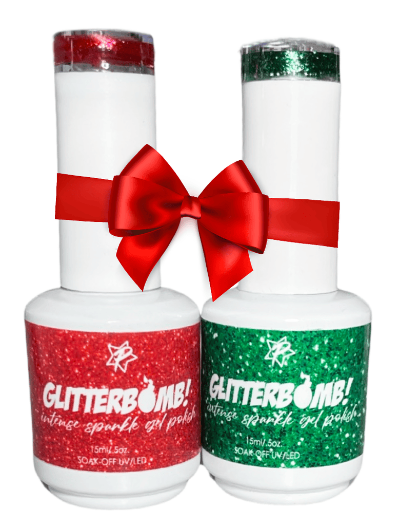 Christmas Glitter Bomb Gel Polish Duo - True Green & Red