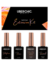 HEMA Free Soft Gel Kit 3-Step Soak Off Nail Extension System with Bonus Gel Top Coat (4 piece set total)- Uber Chic Beauty