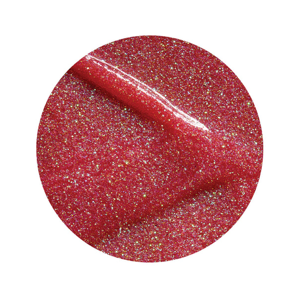 en Vogue sugar and spice coral jelly base glitter gel polish for professional nails and extensions swatch