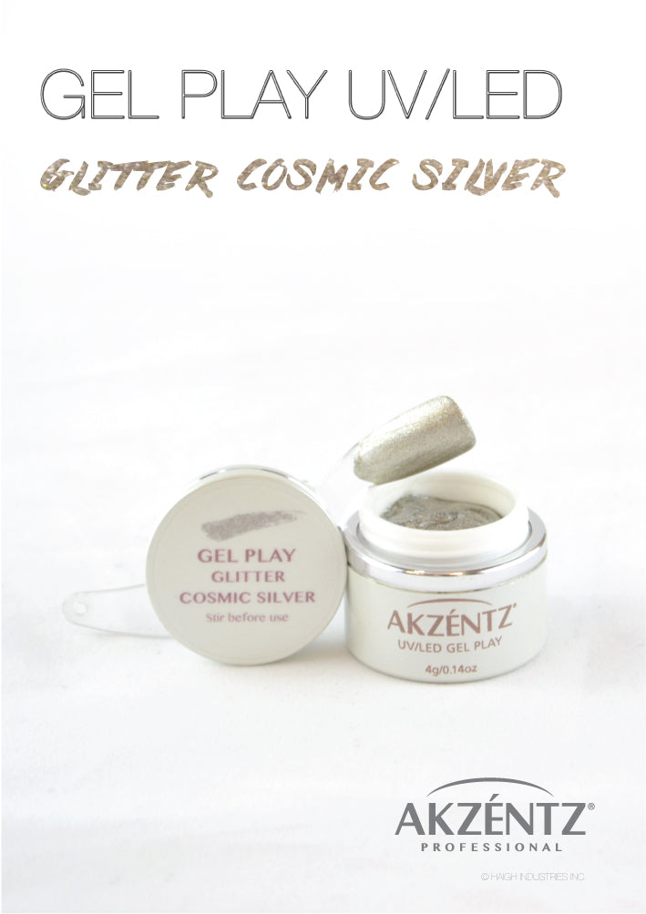 Glitter Cosmic Silver Metallic- Akzentz Gel Play UV/LED