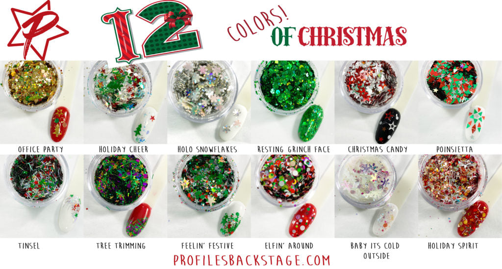 12 Piece Christmas Glitter Set