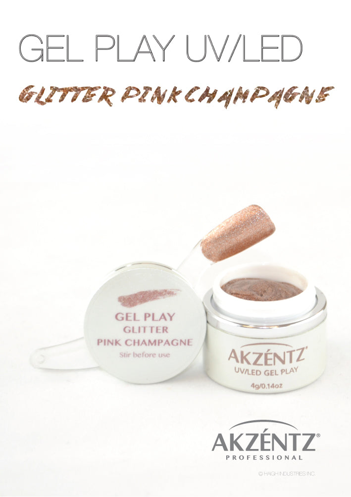 Glitter Pink Champagne Metallic - Akzentz Gel Play UV/LED
