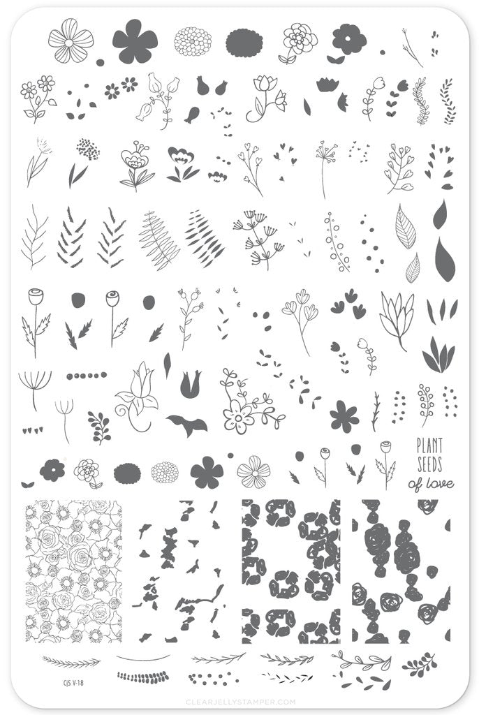Blossoming Romance (CjS V-18)  - Clear Jelly Stamping Plate Secondary image