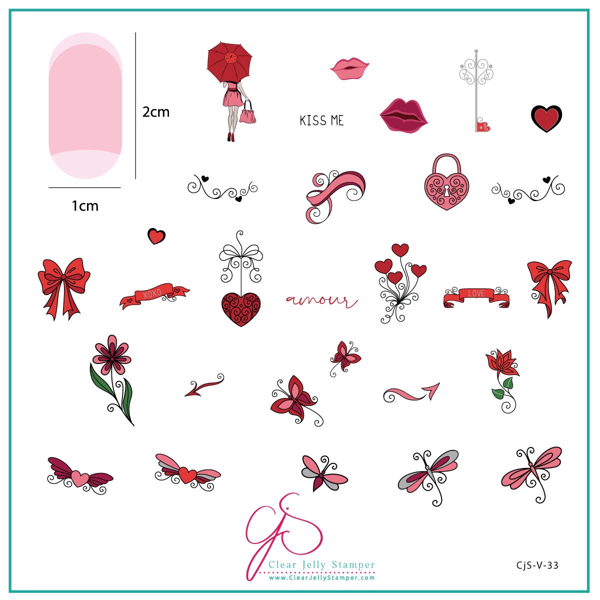 Amour (CjS-V33) Steel Nail Art Stamping Plate - CJS Medium Stamping Plate Main image
