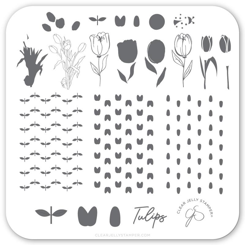 Tu Many Tulips (CjS-111) - CJS Small Stamping Plate