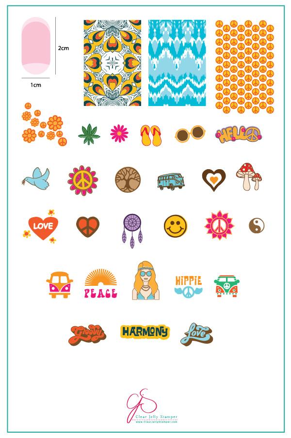 Hippie Harmony (CjS-117) - Clear Jelly Stamping Plate