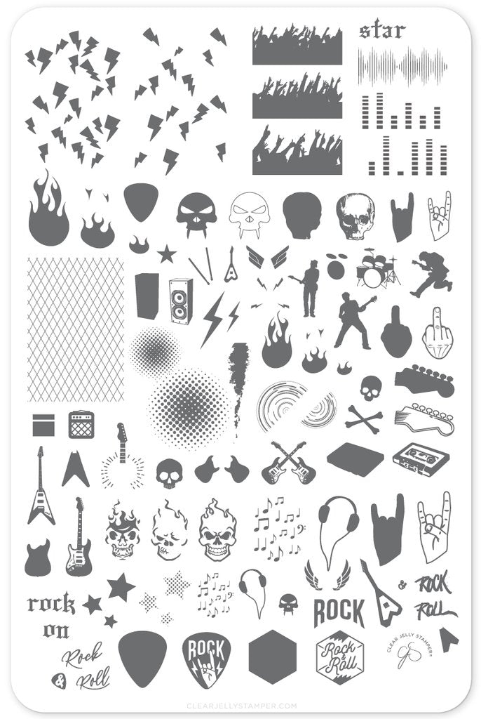 Rock On! (CjS-121) - Clear Jelly Stamping Plate Secondary image
