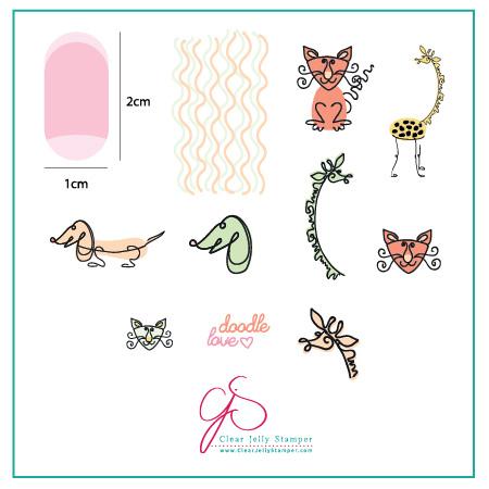 Doodle Love (CjS-127) - CJS Small Stamping Plate Main image