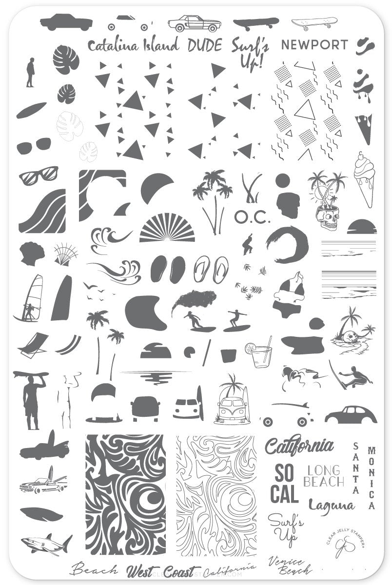 Surf's Up! - California (CjS-129) - Clear Jelly Stamping Plate Secondary image