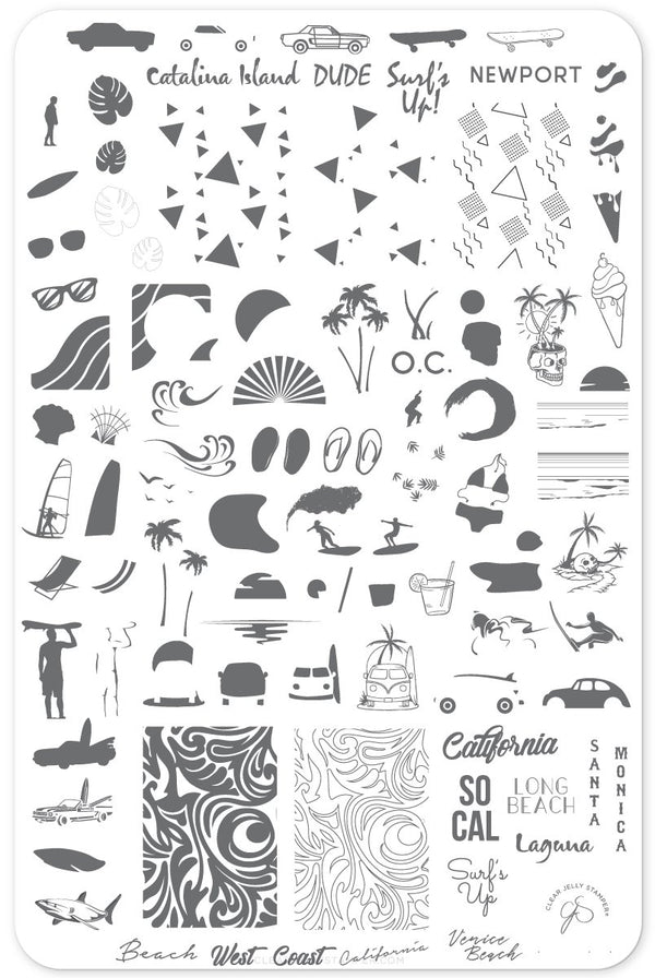Surf's Up! - California (CjS-129) - Clear Jelly Stamping Plate