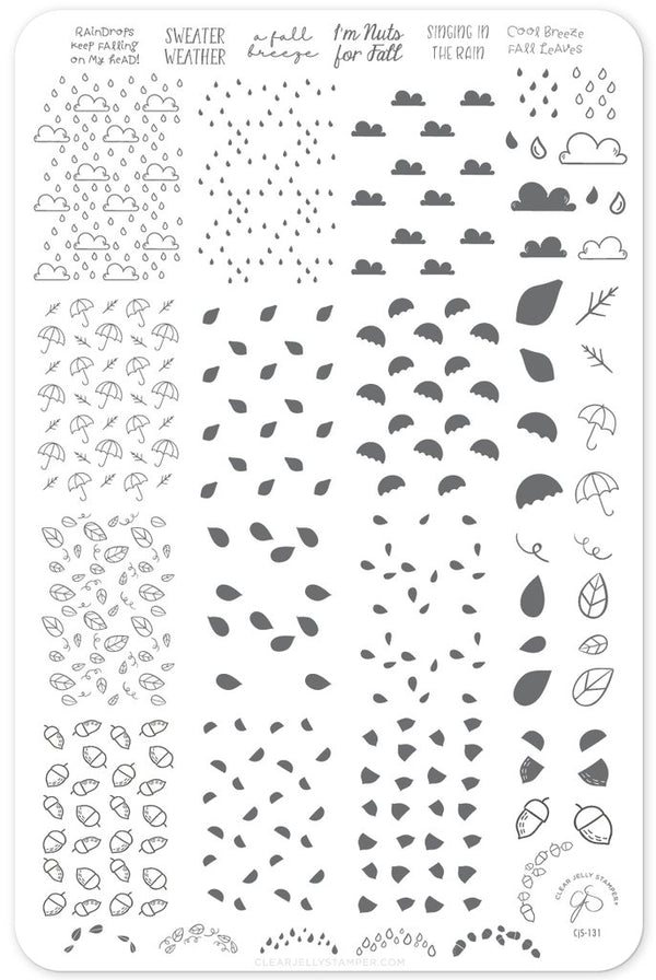Fallpaper - Singing in the Rain (CjS-131)  - Clear Jelly Stamping Plate