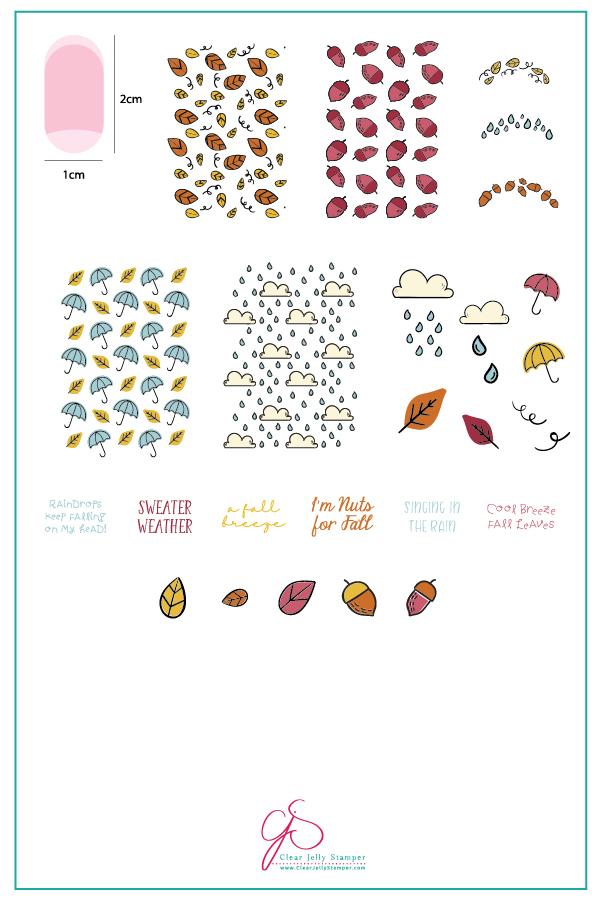 Fallpaper - Singing in the Rain (CjS-131)  - Clear Jelly Stamping Plate Main image
