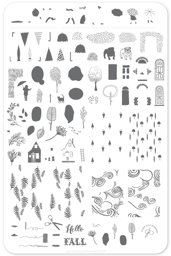 Whimsical Fall (CjS-137)  - Clear Jelly Stamping Plate