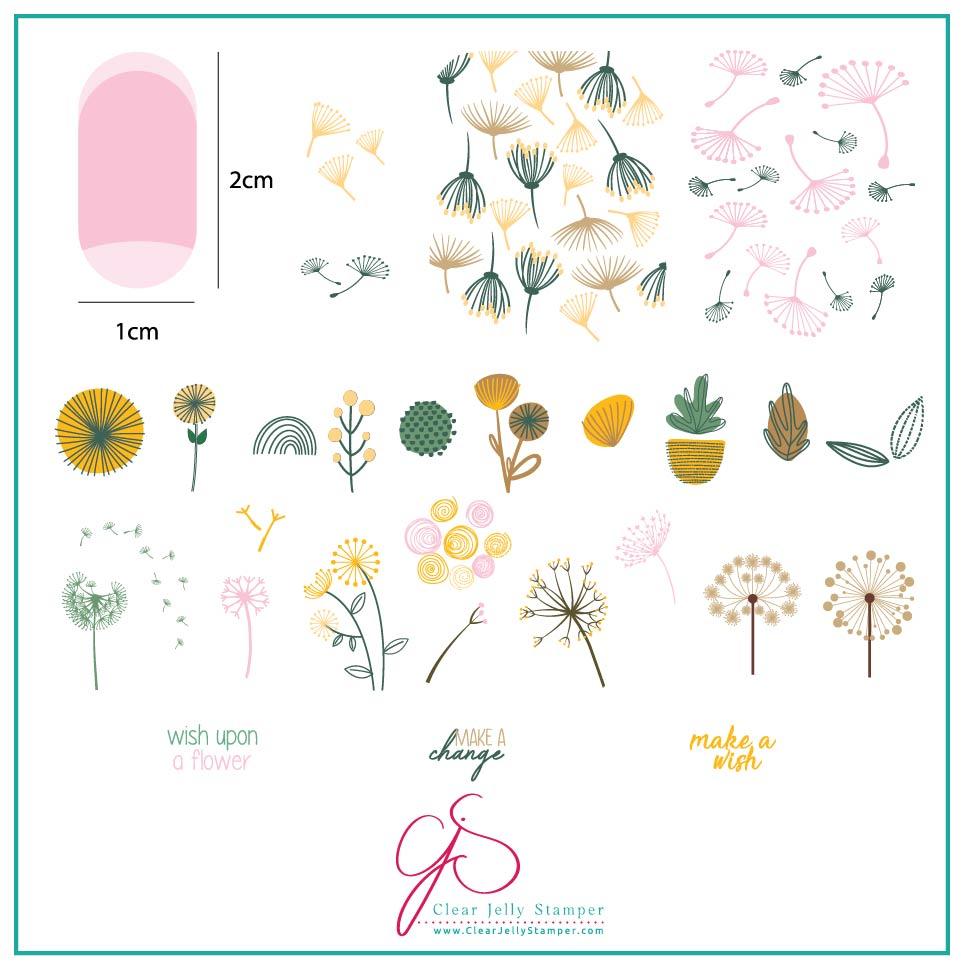 Wish Upon a Flower (CjS-155) - CJS Medium Stamping Plate Main image