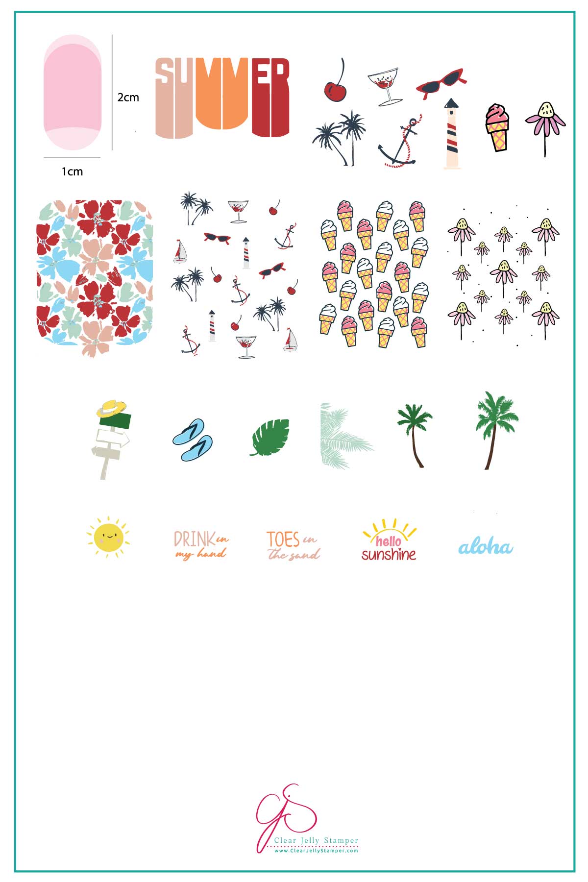 Summer (CjS-160)  - Clear Jelly Stamping Plate Main image