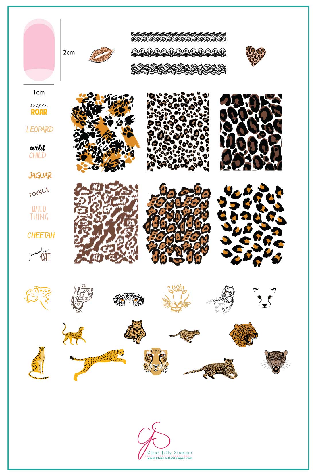 Wild Kingdom – Cheetah (CjS-176)  - Clear Jelly Stamping Plate Main image