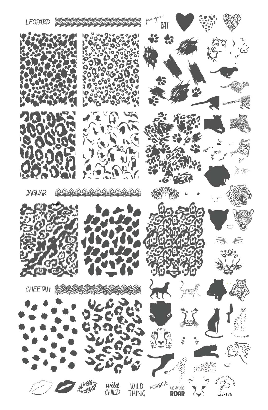 Wild Kingdom – Cheetah (CjS-176)  - Clear Jelly Stamping Plate