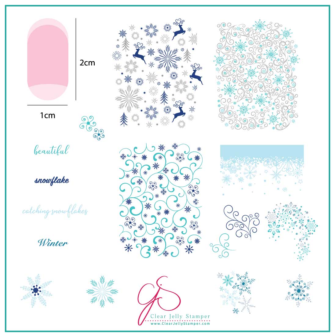 Catching Snowflakes (CjS-180) - CJS Medium Stamping Plate