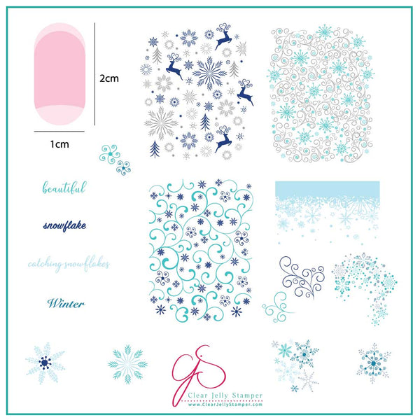 Catching Snowflakes (CjS-180) - CJS Medium Stamping Plate