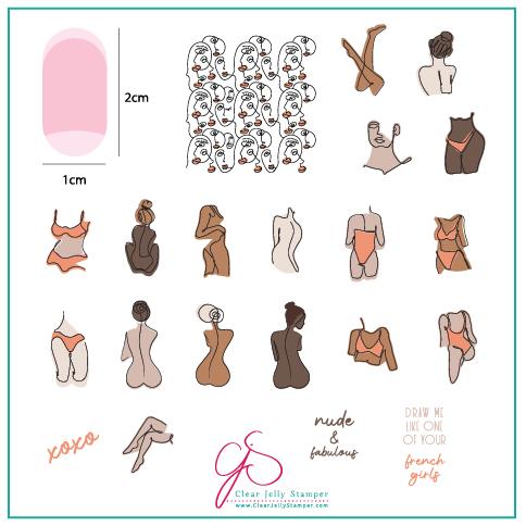 The Nude Series - Au Naturel (CjS-196) Steel Nail Art Medium Stamping Plate Main image
