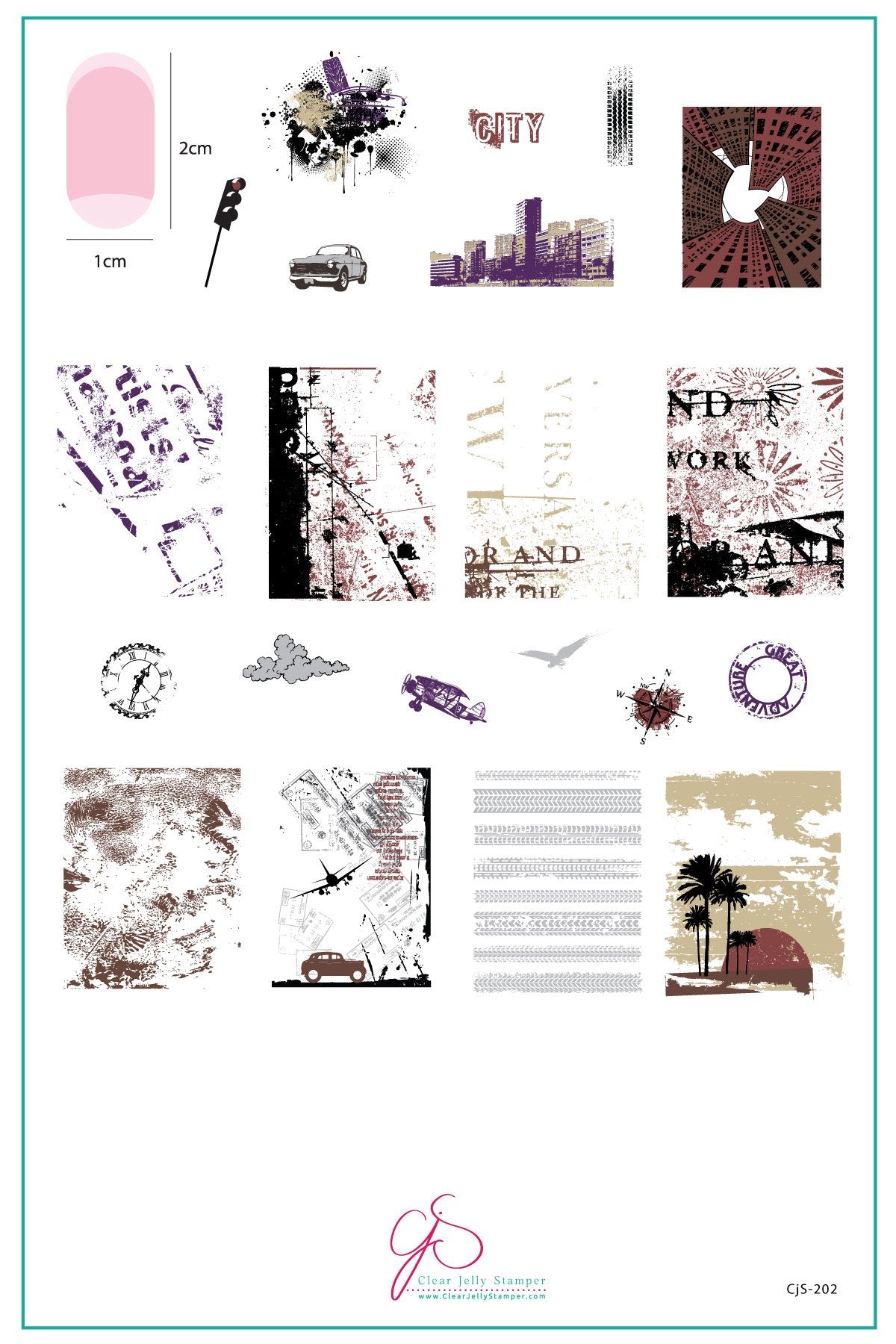 Grunge Series – City (CjS-202) - Clear Jelly Stamping Plate Main image