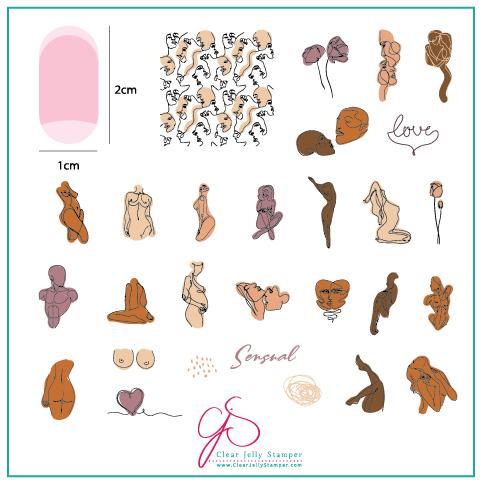 The Nude Series - Sensual (CjS-204)  Steel Nail Art Medium Stamping Plate Main image