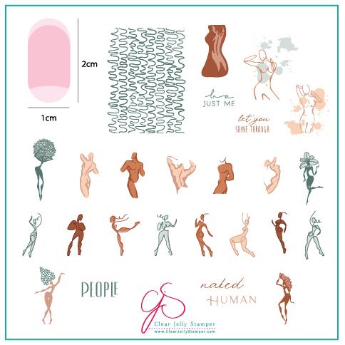 The Nude Series - In the Buff (CjS-205) Steel Nail Art Medium Stamping Plate Main image